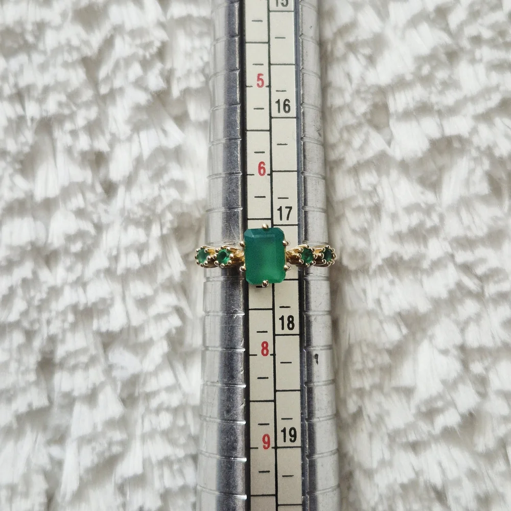 14k Yellow Gold Vermeil Emerald Engagement Ring - Picture 7 of 7